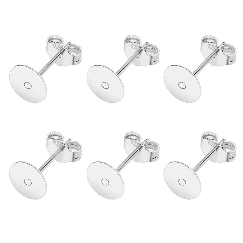 50 teile/los 925 Silber Überzogene Blank Post Ohrring Bolzen Basis Pin Mit Ohrring Stecker Erkenntnisse Ohr Zurück DIY Schmuck Machen Zubehör