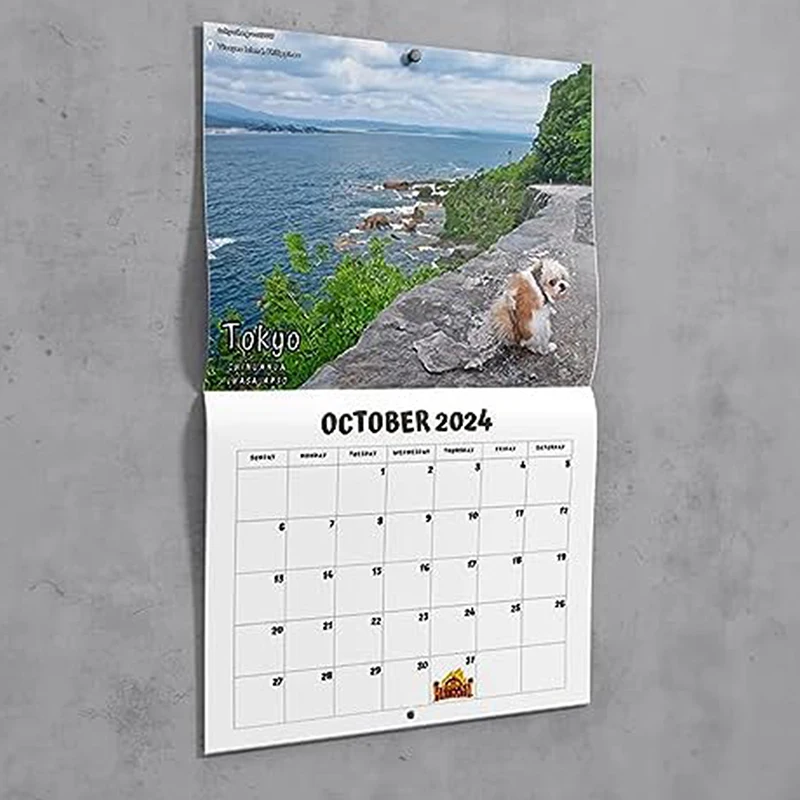 2024 Wall Calendar-Dog Pooping Calendar, Monthly Calendar Planner,Thick & Sturdy Paper,Funny Dog Calendar Gag Gifts For Family