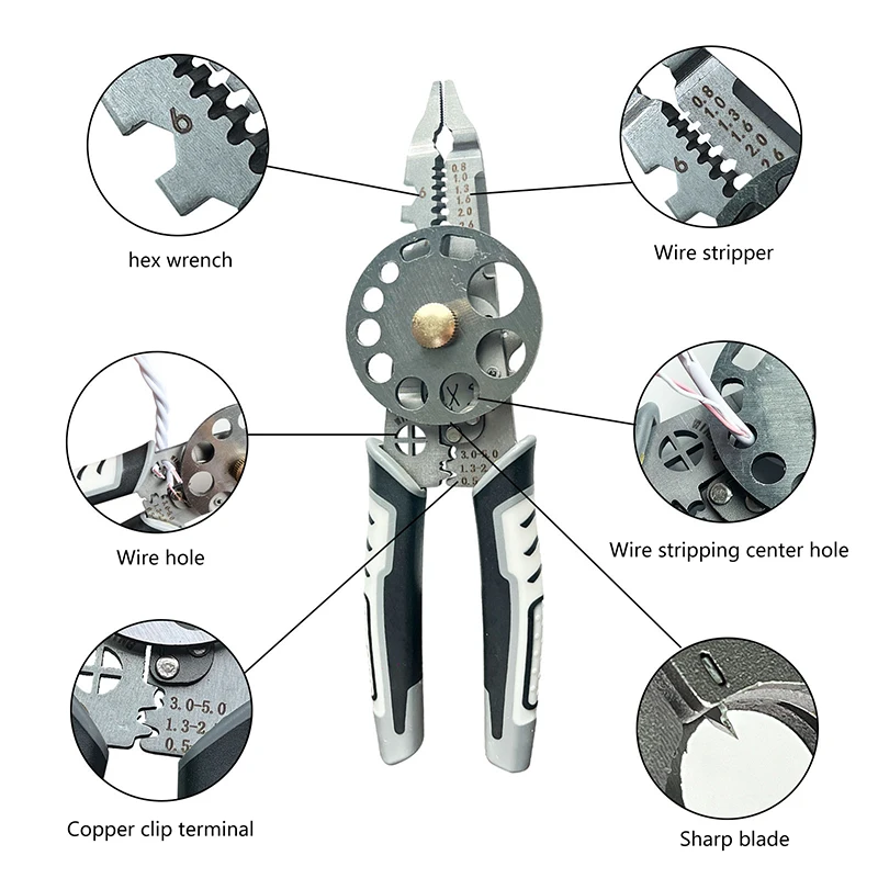 Multifunctional 10 In 1 Wire Cutting Pliers Manual Electrical Wire Stripping Pliers Cable Crimping Pliers Wire Pulling Scissors
