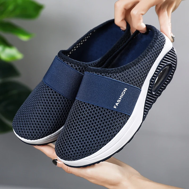 Women's Mesh Thick Soled Shoes Platform Sandals Fashionable Anti Slip Outdoor Beach Slippers Shoes Home Outdoor Women's Shoes