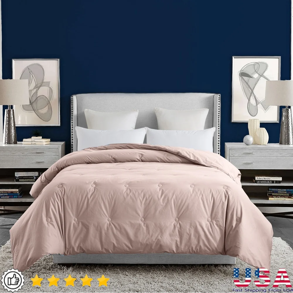 

King Size Down Alternative Comforter Hypoallergenic Microfiber Machine Washable Tufted Design Year Round Warmth Oeko-Tex