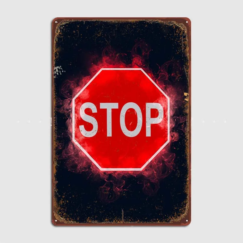 Stop Sign Smoke House Decor Vintage Tin Plates Metal Poster Backyard & Garden Decorations Decoration Wall Gaming Room Decoration