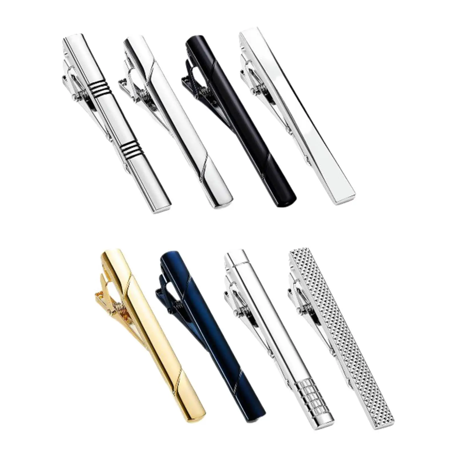 8 Pieces Tie Clips Simple Party Durable Necktie Clasp Men Tie Bar Clip Set