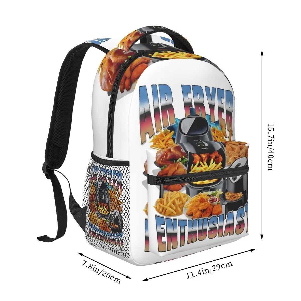 Air Fryer Enthusiast Funny Cooking Meme Student Backpack School Bag Hiking Daypack for Boys Girls Fashion Bookbag Shoulder Bags