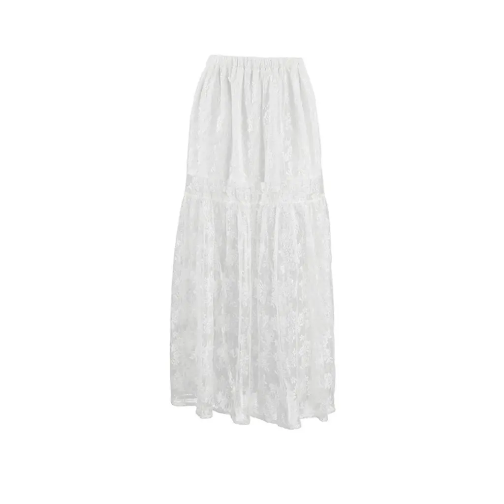 

Women's Sexy Perspective Lace Swing Skirt Commuter Style Long Skirt European And American Fashion Spring Summer