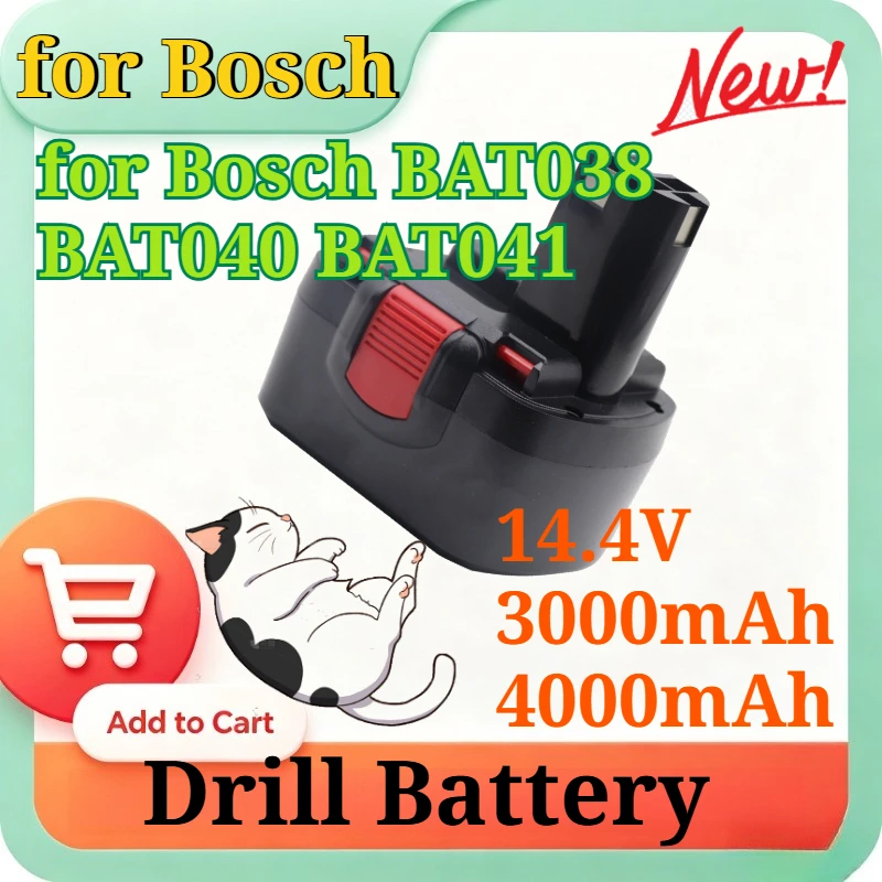 14.4V 3Ah 4Ah High Capacity Ni-MH Replacement Battery for Bosch BAT038 BAT040 BAT041 Cordless Drill Impact Wrench Power Tools