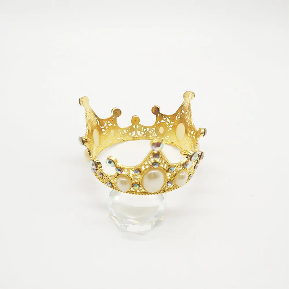 

1 шт., Корона для торта на день рождения, цинковый сплав, детский круглый искусственный жемчуг, сверкающий легкий топпер для украшения торта для вечеринки