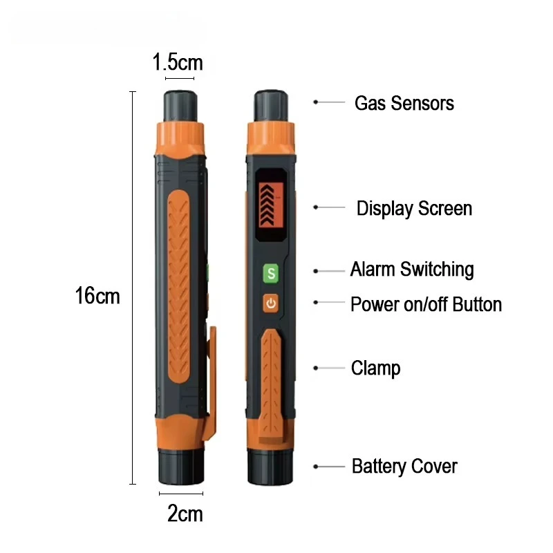 50A Portable Combustible Gas Leak Detector Handheld Mini Sniffer PPM Alarm Tester ForNatural Gas Methane Sound Warning Detection