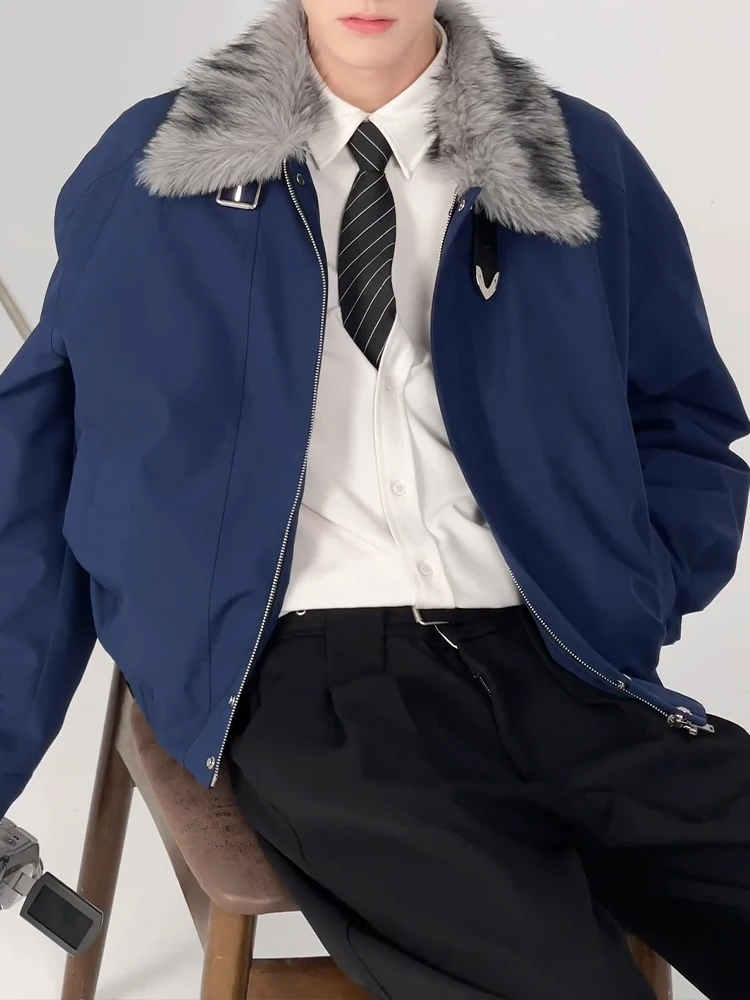 العصرية فو الفراء طوق سترات يندبروف معاطف الرجال 2025 شتاء جديد الراقية سميكة الدافئة معاطف الذكور طويلة الأكمام وسيم سترات #4