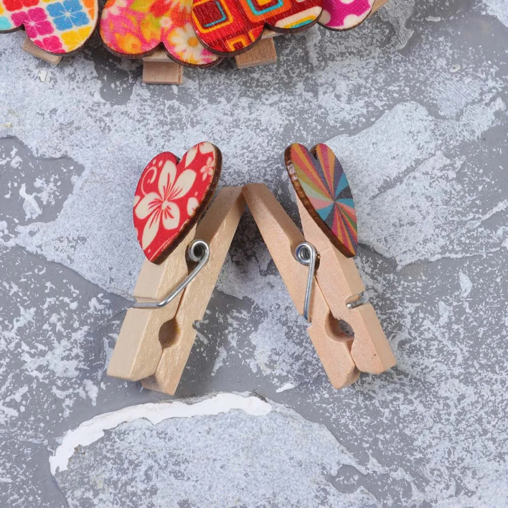 DIY Photo การ์ด Peg กระดาษ Memo คลิปตกแต่งบ้านไม้ Clothespin หัตถกรรมคลิปคลิปไม้โปสการ์ดคลิปคลิปภาพ