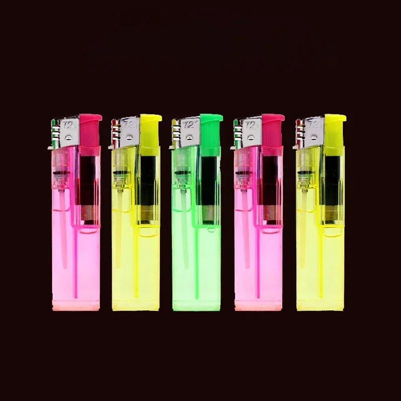 2024 Wholesale Transparent Plastic Lighter Electronic Open Flame Cigarette Lighter Supermarket Promotional Gift Men\'S Cigarette