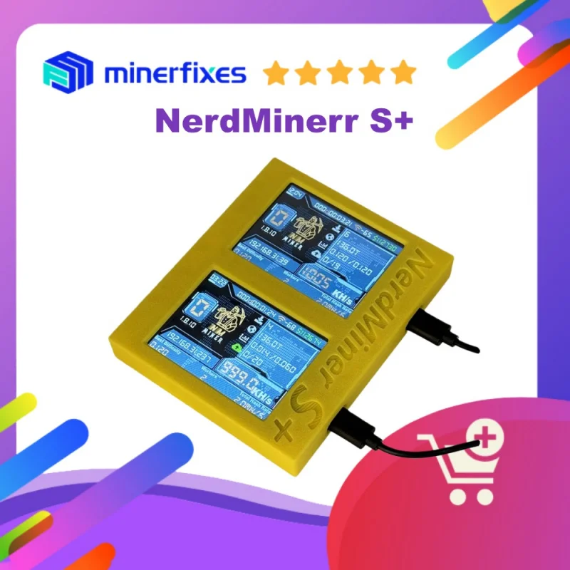 

Dual Screen Bitcoin Solo Miner | 2120 KH/s | WiFi Crypto Lottery Miner with Price & Time Display nerdminer v2