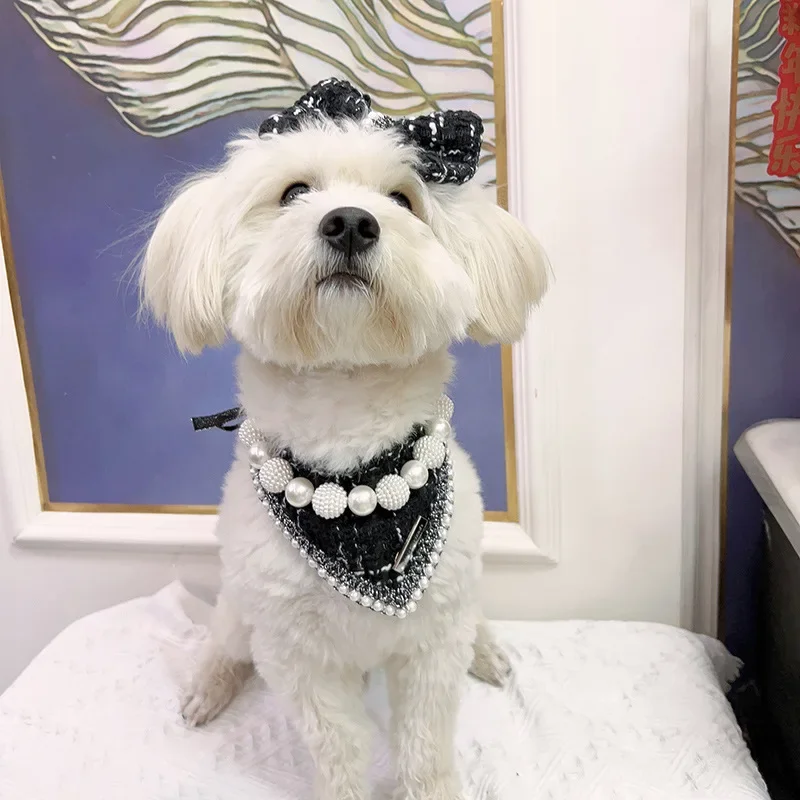 New INS Pet Necklace Dog Beaded Necklace Cat Necklace Accessories Pet Photo Prop Fashion Luxury Design Cute Pearl Collar