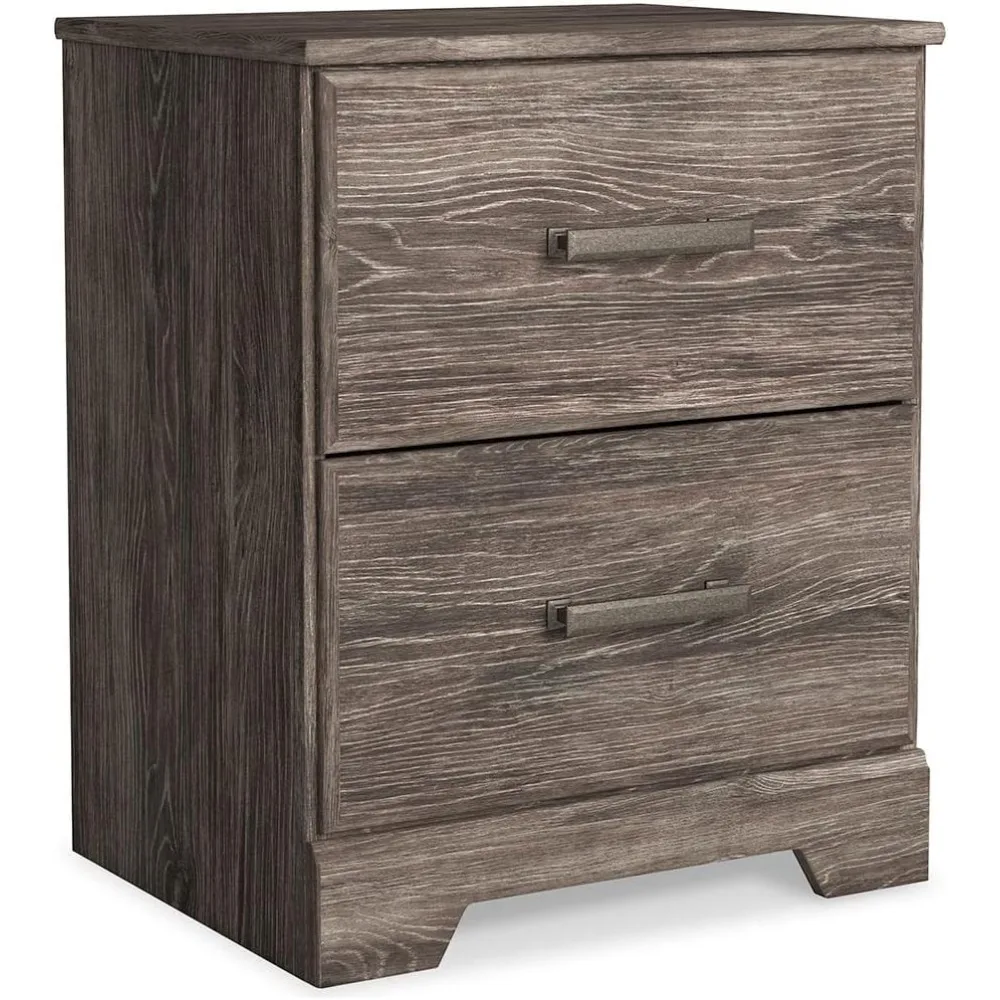 

Rustic Two Drawer Nightstand, Gray