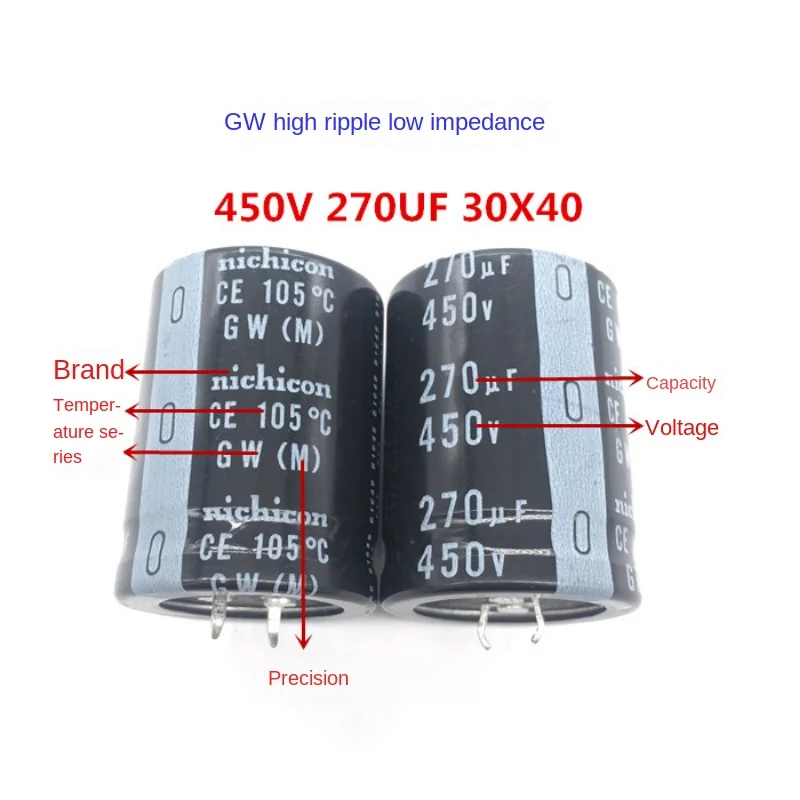 1PCS 450V270UF 30X40 nichicon electrolytic capacitor 270UF 450V 30*40 Japanese nichicon