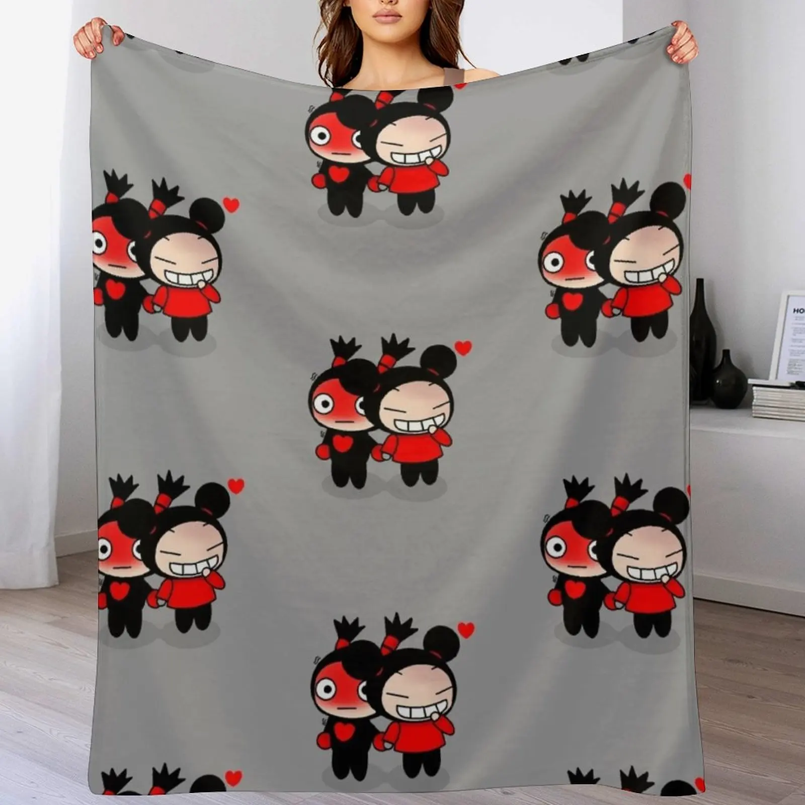 Pucca And Garu Throw Blanket Thin Soft Beds Flannel Fabric Plush Blankets