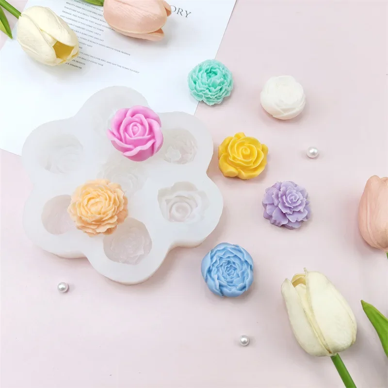 

7Pcs Flower Silicone Molds 3D Rose Peony Chocolate Cake Baking Mold Handmade Candle Soap Gypsum Resin Handicraft Making Tools