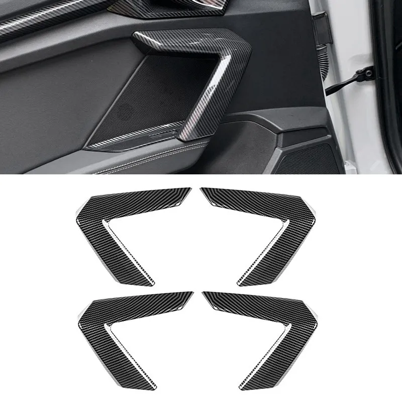 

4pcs For Audi A3 8Y 2019 2020 2021 Car-styling Carbon Fiber Texture Interior Door Panel Handle Grab Cover Trim