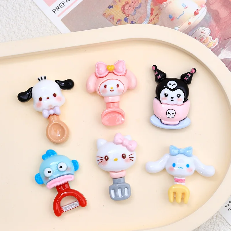 

100pcs Kawaii Flatback Resin Cartoon Sanrio Kulomi Melody Series Kitchenware DIY for Scrapbook Hairclip Dollhouse Accessories