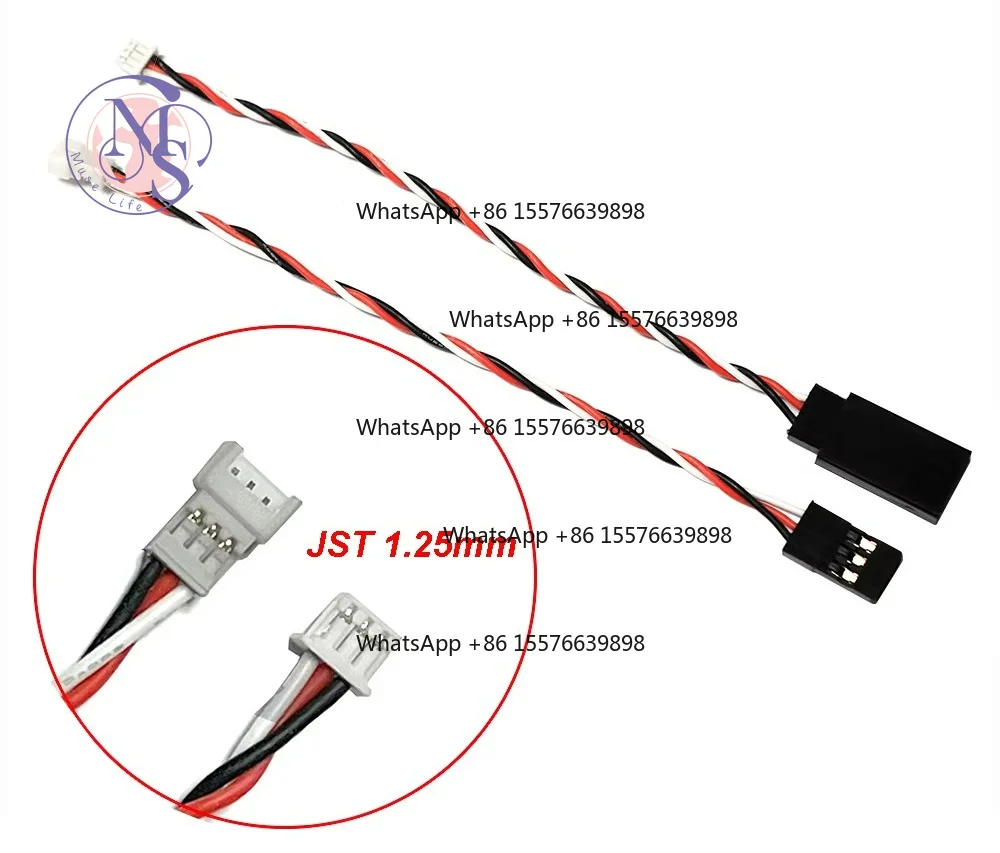 2Pcs JST 1.25mm 3Pin Male Female & JR Plug Adapter, For RC Receiver Servo Wire Conversion