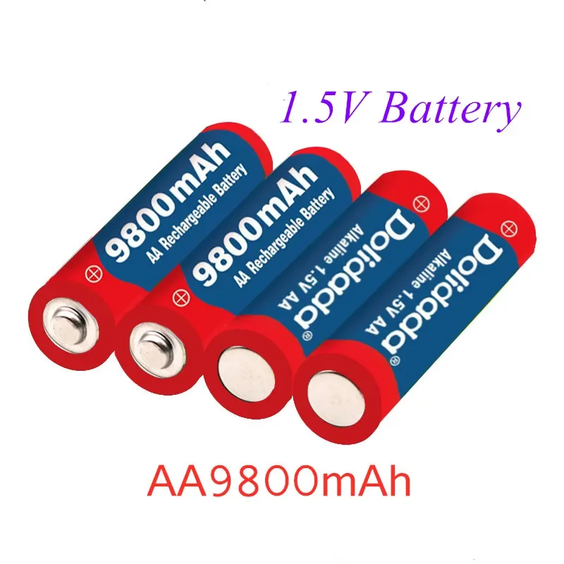 100% New AA 9800 MAH rechargeable battery AA 1.5 V. Rechargeable New Alcalinas drummey for toy light emitting diode