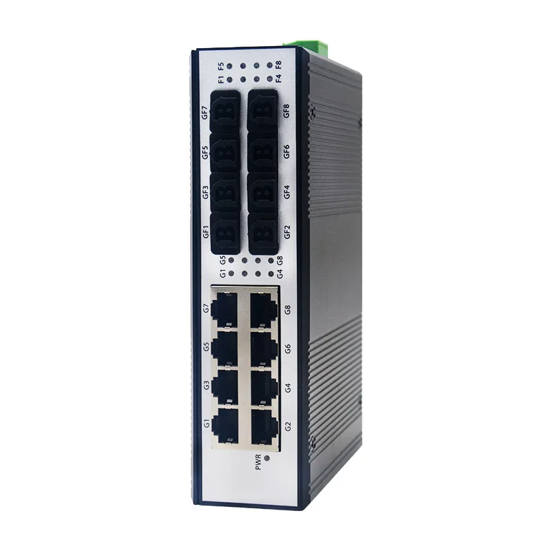 Industrial 10/100/1000Mbps Gigabit SFP To RJ45 Ethernet Media Converter 8 RJ45 8 SFP Slots Din-rail Optical Fiber Transceiver