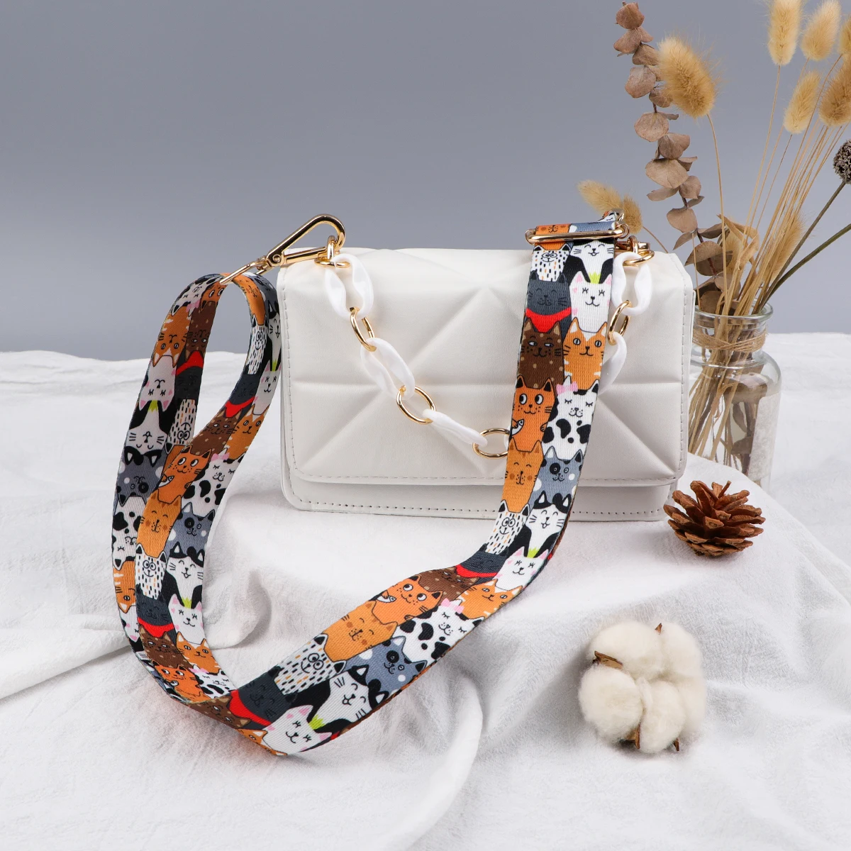 Schattige Hond Kat Stijl Schouder Messenger Tassen Diy Verstelbare Band Tas Deel Accessoires Vrouwen Handtas Vervangende Riem