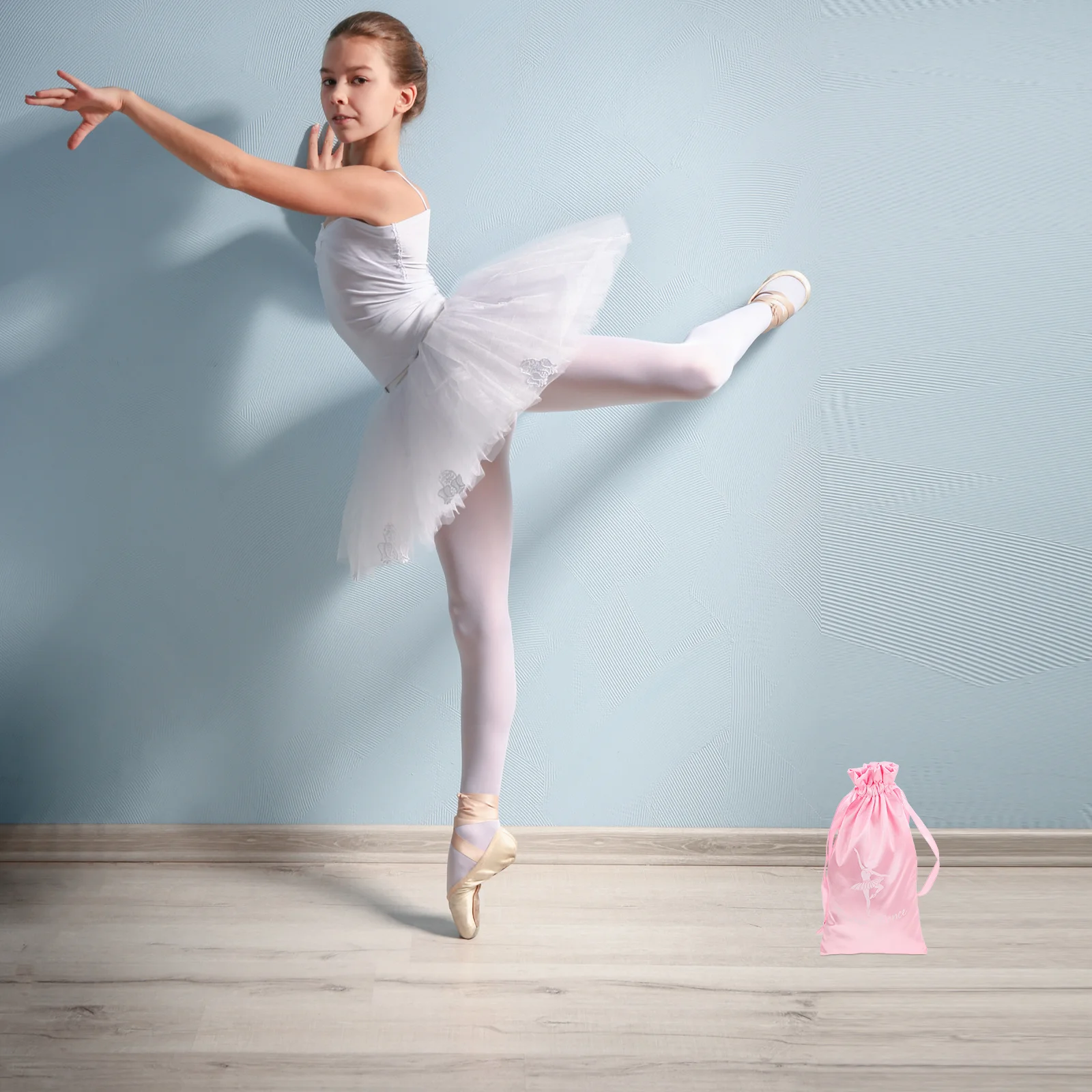 حقيبة تخزين الباليه مقاس M حقيبة أحذية الرقص برباط من الساتان للفتيات والنساء منظم السفر المحمول حامل الأحذية بوانت #3