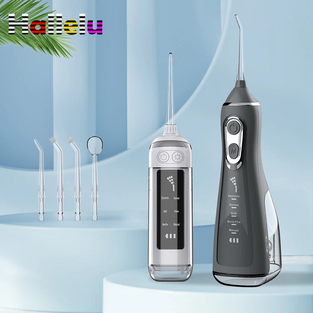 

Oral Irrigator Portable Dental Water Flosser Type C USB Rechargeable Water Jet Floss Tooth Pick 4 Jet Tip 6 Modes IPX7 1600rpm