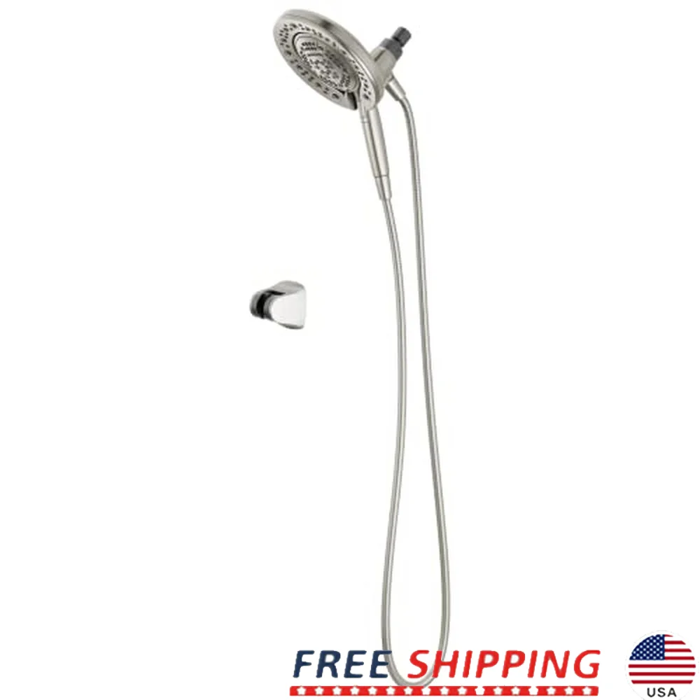 7-Setting Brushed Nickel Dual Shower Head with Handheld Spray Versatile and Easy to Install Corrosion-Resistant 3-Way Diverter 7