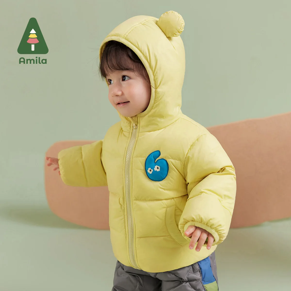 Amila Baby Boy Down Jacket 2024 Winter New Multicolour Hooded Cartoon Pattern Warm Soft  Baby Clothing