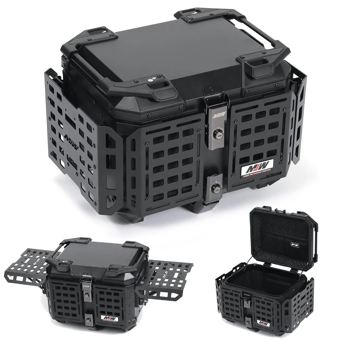 Top case moto en aluminium 45L/55L, pliable, blindé, universel, coffre arrière, boîte à casque à dégagement rapide pour BMW/Honda/Yamaha