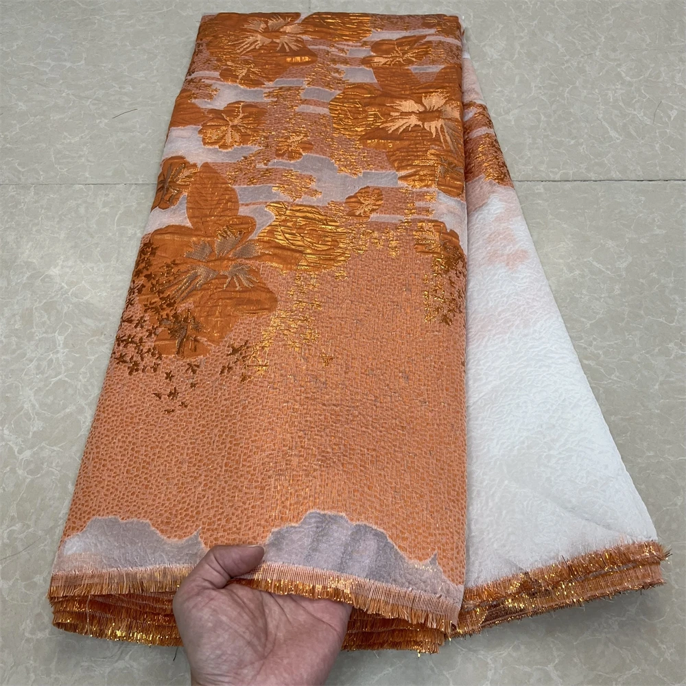 

African Jacquard Brocade Lace Fabric,Embroidery,2024,Evening Dresses,Tulle,Fabrics By The Meter,High Quality,Linen,5 Yards