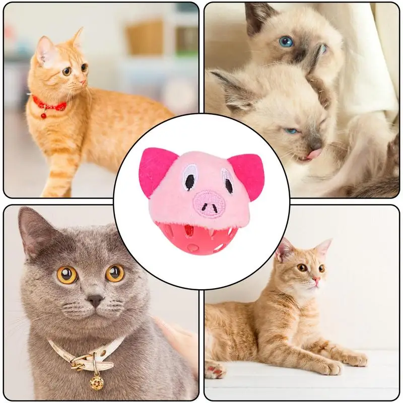 Cat Interactive Chew Toy Cute Kitten Sensory Teething Toys With Sound Pet Interaction Chewing Balls For Training Playing