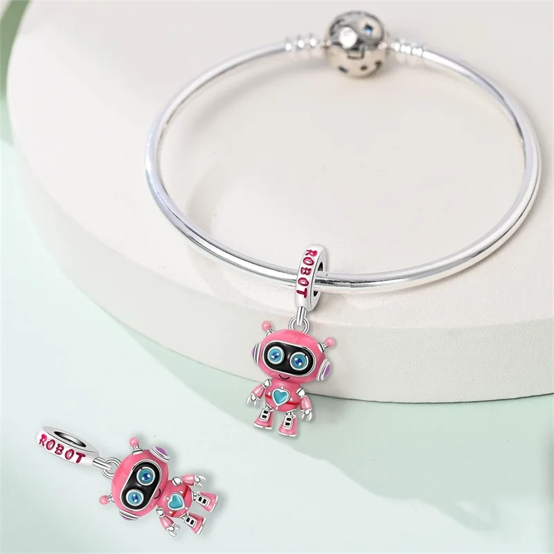925 Silver Red Apple Green Spirit Snake Pendants Pink Robot Camera Charms Beads Fit Qikaola 925 Original Bracelets DIY Jewelry