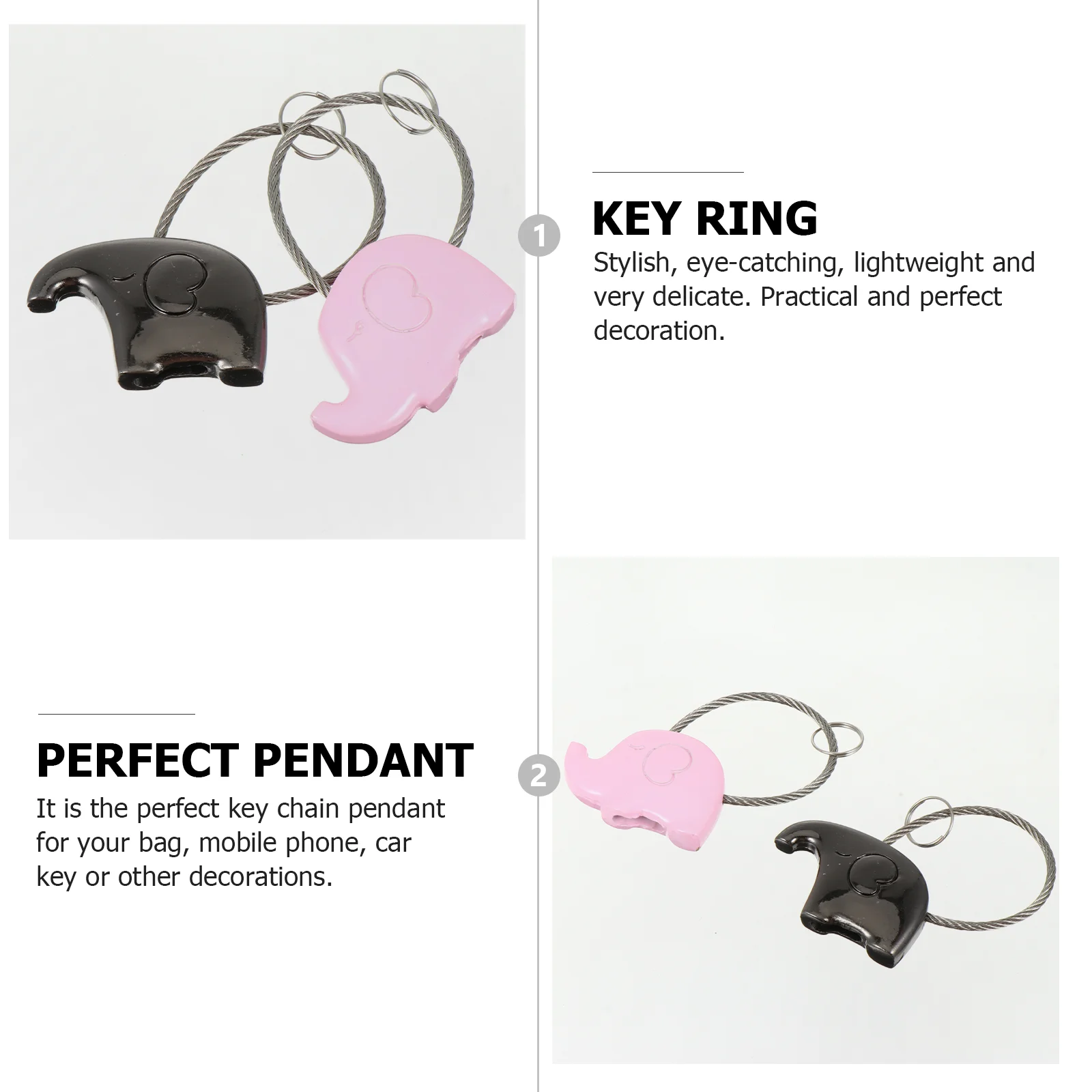 2 Pcs Key Chain Attractive Chains Valentine's Day Ring Elephant Keyring Metal Excellent Workmanship Keychain Zinc Alloy Premium