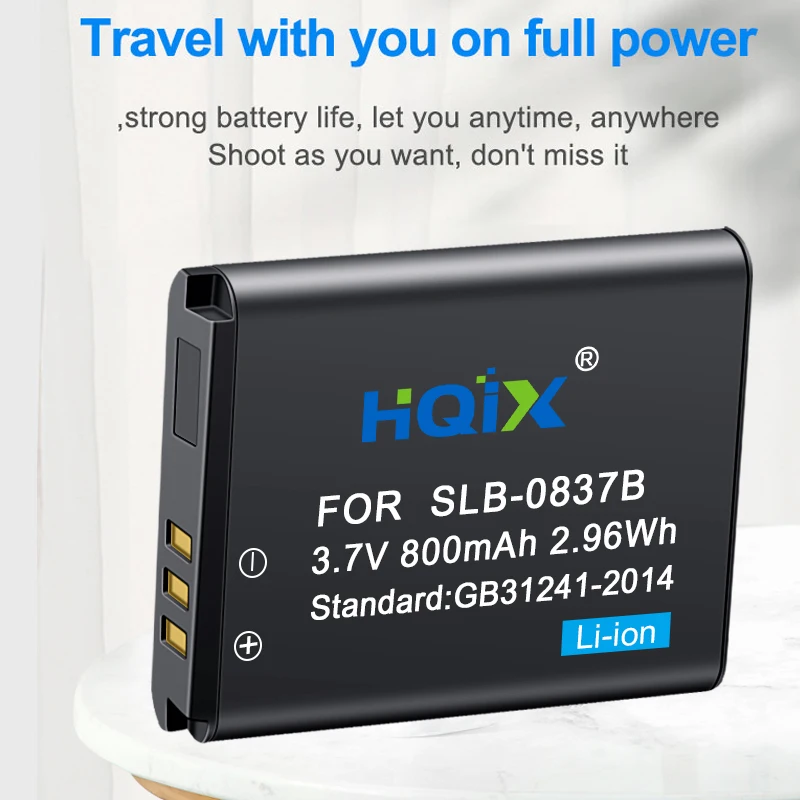 HQIX for Samsung L70 L70B L83T L201 L301 NV8 NV10 NV15 NV20 Camera SLB-0837B Charger Battery