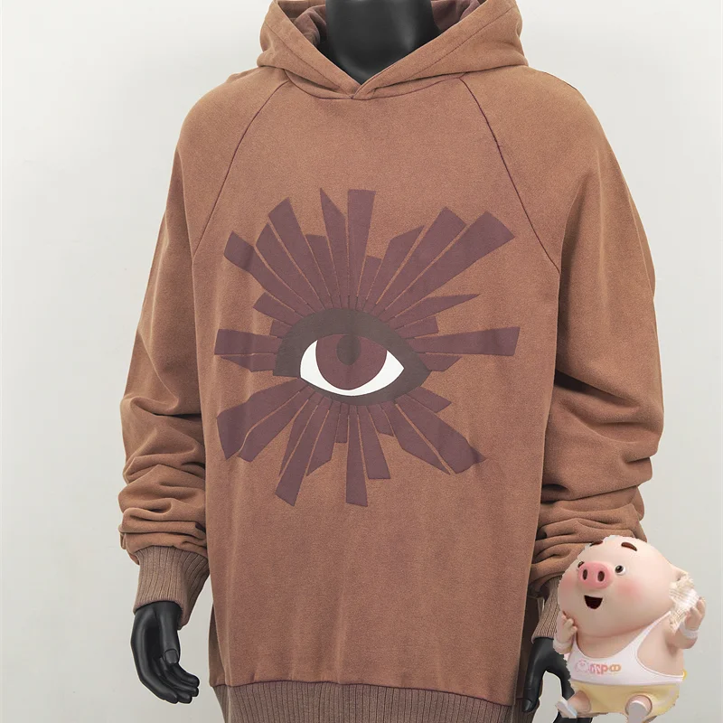 

Hip Hop Oversized Washed HOUSE OF ERRORS Hoodie Men Women Couple Casual Hooded Sweatshirts Eye Foam Print Pullovers