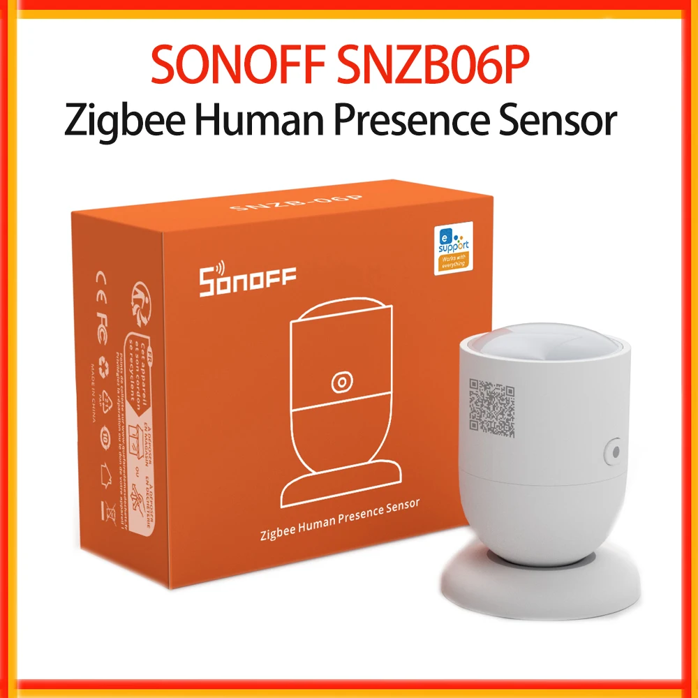 SONOFF-Sensor de presencia humana SNZB06P Zigbee, dispositivo de detección de Radar de microondas de 5,8 GHz, funciona con Alexa, Google Home, IFTTT HA