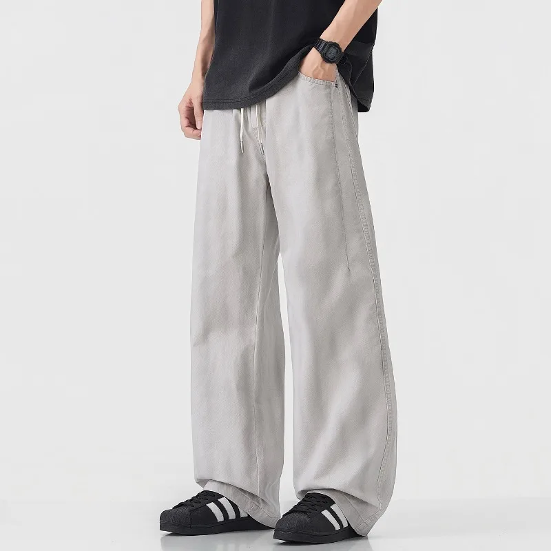 

Новые мужские повседневные прямые брюки из 100% хлопка на шнурке, коллекция Весна-Лето 2026