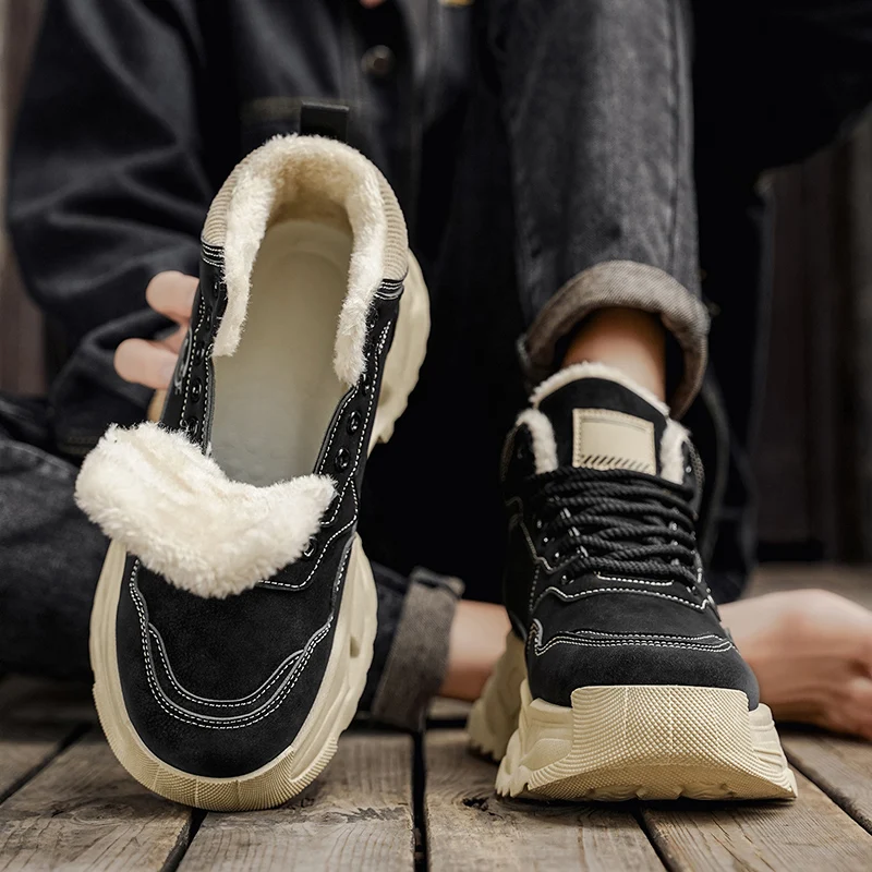 Мужские высокие зимние ботинки: теплая зимняя хлопчатобумажная обувь, универсальная для занятий спортом, походов и путешествий, модная повседневная обувь
