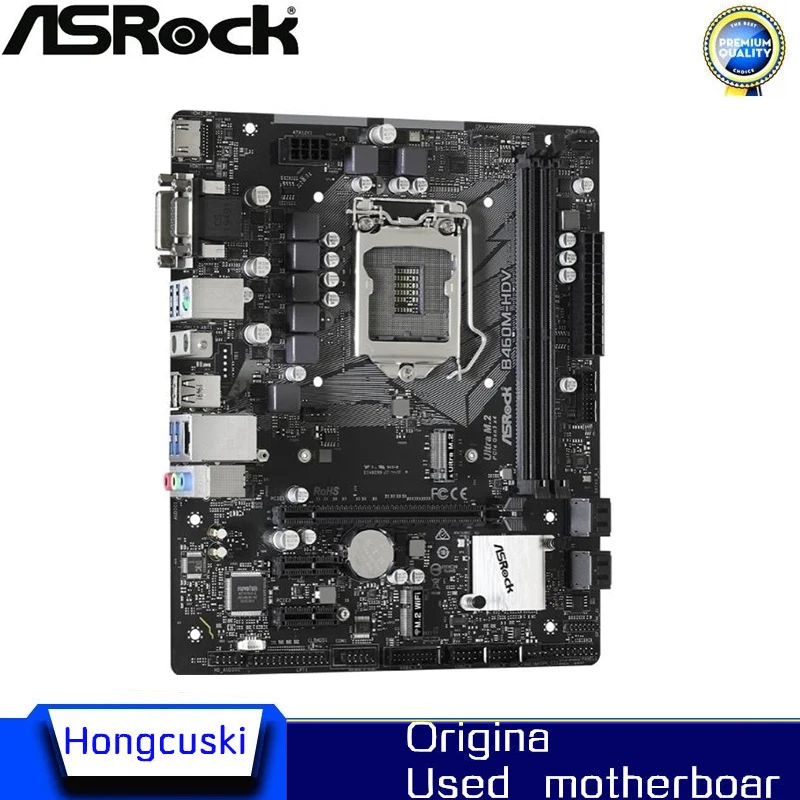 For ASROCK B460M-HDV Used motherboard Original Desktop Intel B460 B460M Motherboard LGA 1200  i7/i5/i3 USB3.0 M.2