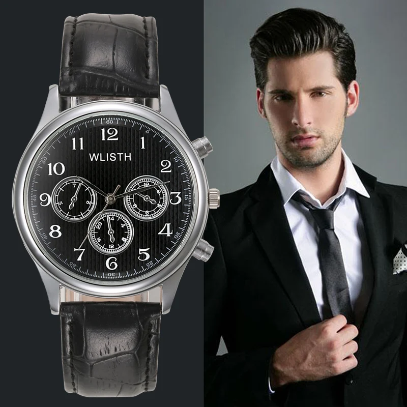 高級ビジネス腕時計男性クォーツ腕時計レザーストラップメンズ腕時計ファッションレトロ時計本物の relógios masculino reloj homb
