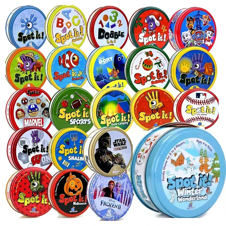 Hot Double juego Cards HP Dobble Card Game Party Board Holidays Sports Cartoon Animals Alphabet Kids Educational