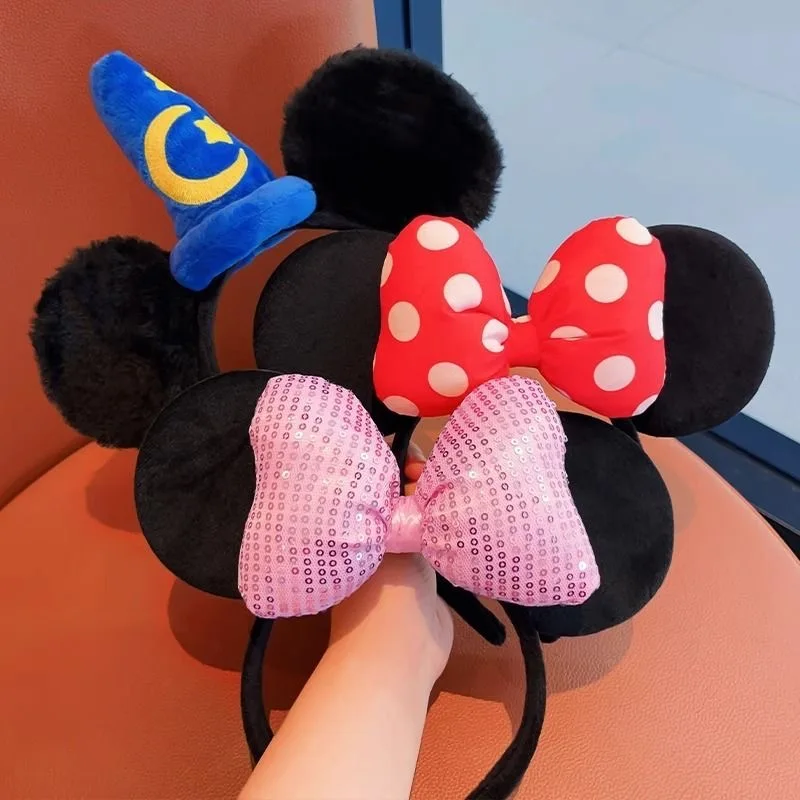 

Оригинальный плюшевый головной убор с Минни Диснея, игрушечный головной убор, волшебные уши Микки, повязки для волос для девочек, обруч на голову, подарок для детей
