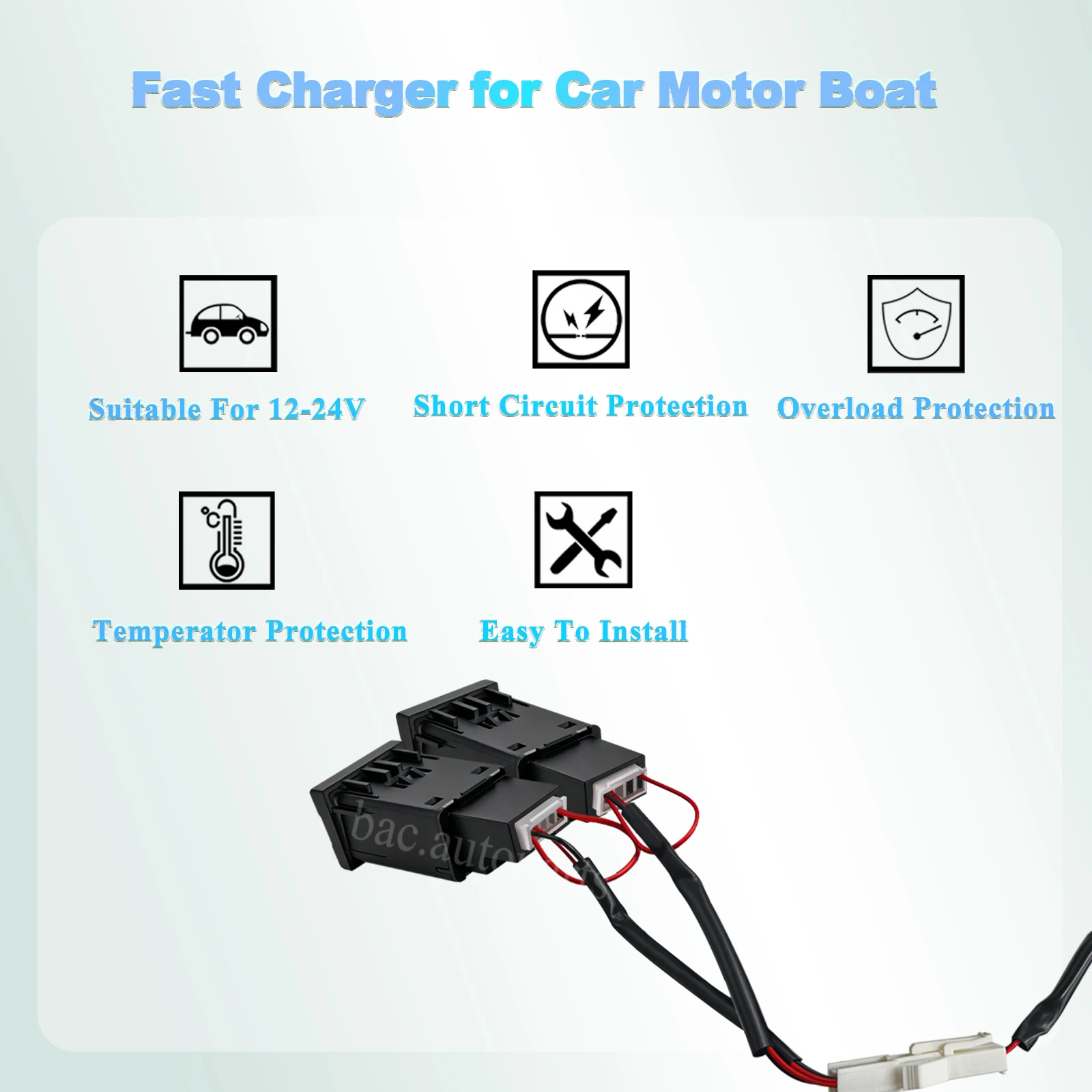 12V QC3.0 Schnellladegerät USB-Autoladegerät-Kit für VW T6 Multivan Transporter 2015-2020 Zigarettenanzünder-Stromanschluss – Detail 2