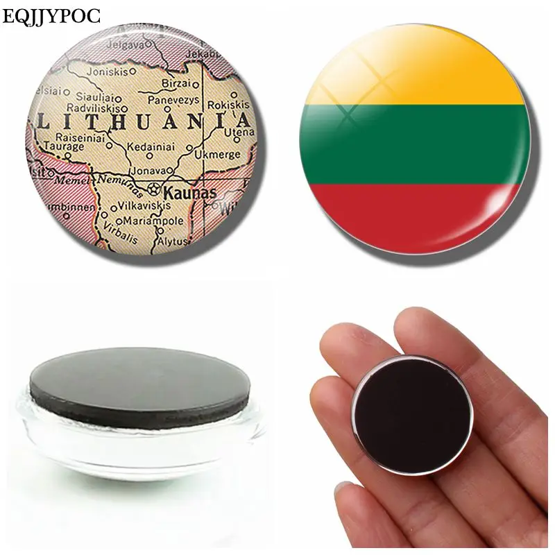 Lithuania Flag Map Fridge Magnet Decor Souvenir Vilnius Kaunas Klaipeda SIAULIAI Glass Crystal Magnetic Sticker Refrigerat