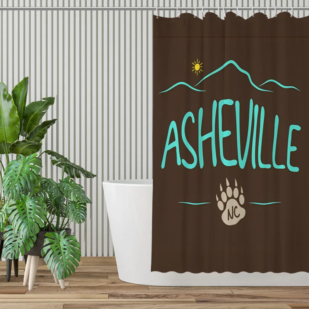 Asheville NC Black Paw Chocolate Brown Bathroom Shower Curtains Bear Waterproof Partition Curtain Design Home Decor Accessories