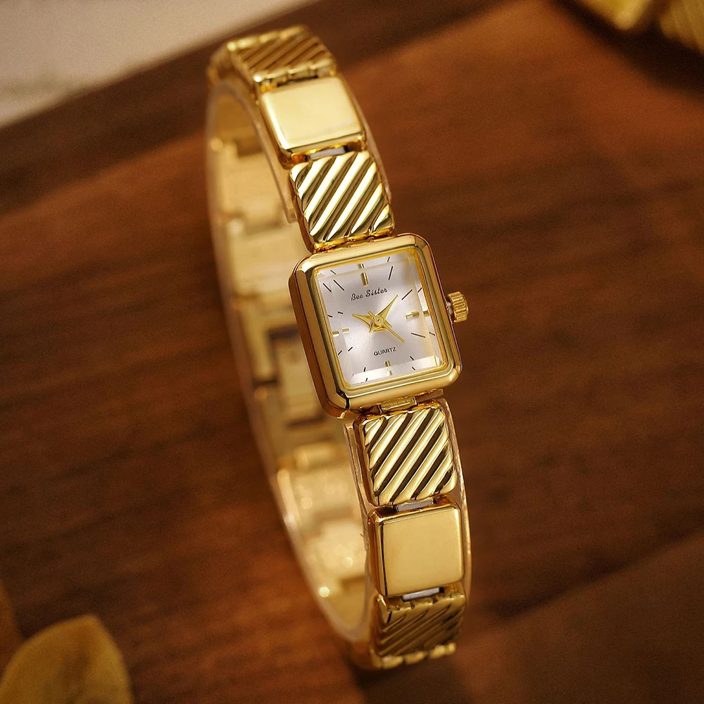 

Брендовые женские наручные часы Bee Sister, элегантные нишевые простые кварцевые женские золотые часы, роскошные винтажные классические женские часы, подарки