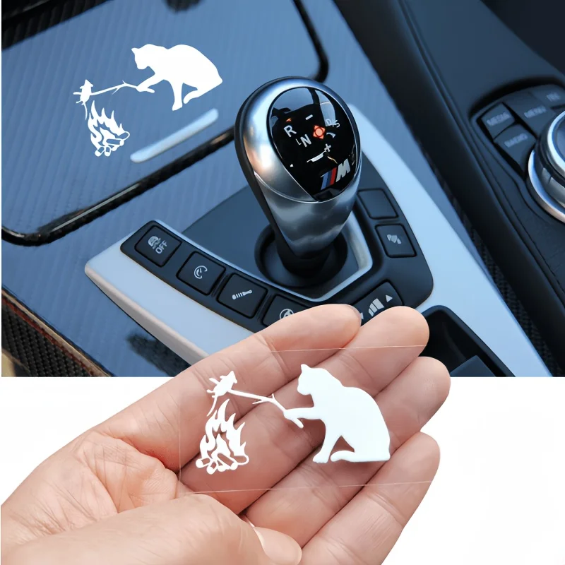 1Set Funny Cat & Mouse Campfire Vinyl Sticker, Waterproof Decal for Car Window & Body Exterior Decor